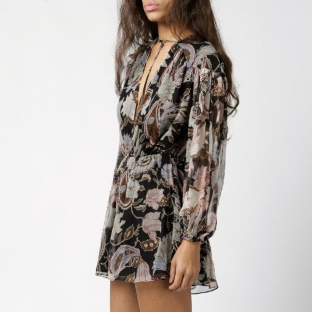 Zimmermann Playsuit Size 0 Black Floral Paisley